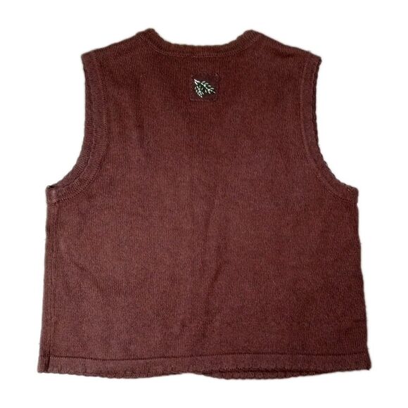VTG Northern Reflections Embroidered Sweater Vest XL Brown Fall Leaves Cabincore - Picture 2 of 7
